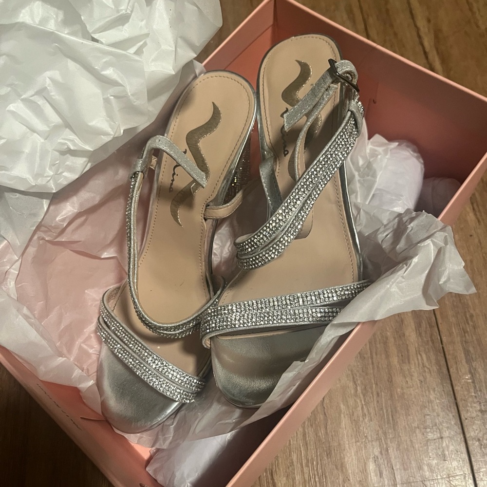 Elegant Silver Strappy Heels